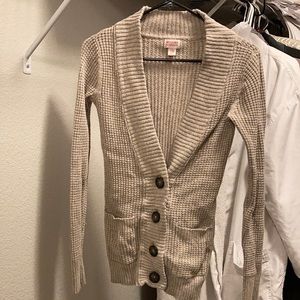 Tan fitted sweater cardigan